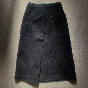 Muji Black Corduroy Asymmetrical Midi Skirt